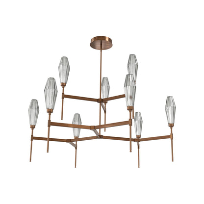 Aalto Two-Tier Round Belvedere LED Chandelier in Oil Rubbed Bronze/Smoke Blown Glass.