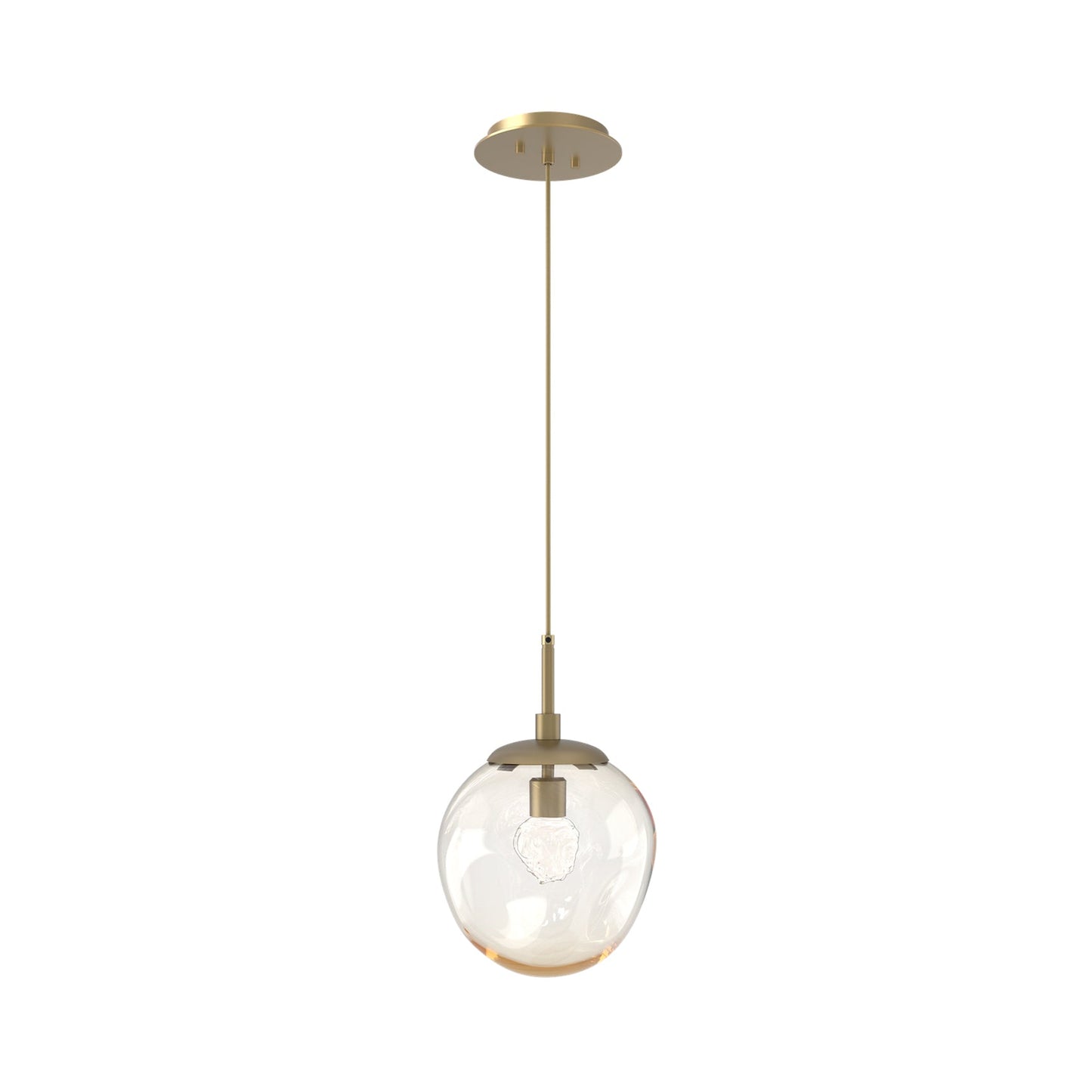 Aster LED Pendant Light in Gilded Brass/Amber/Floret Crystal.