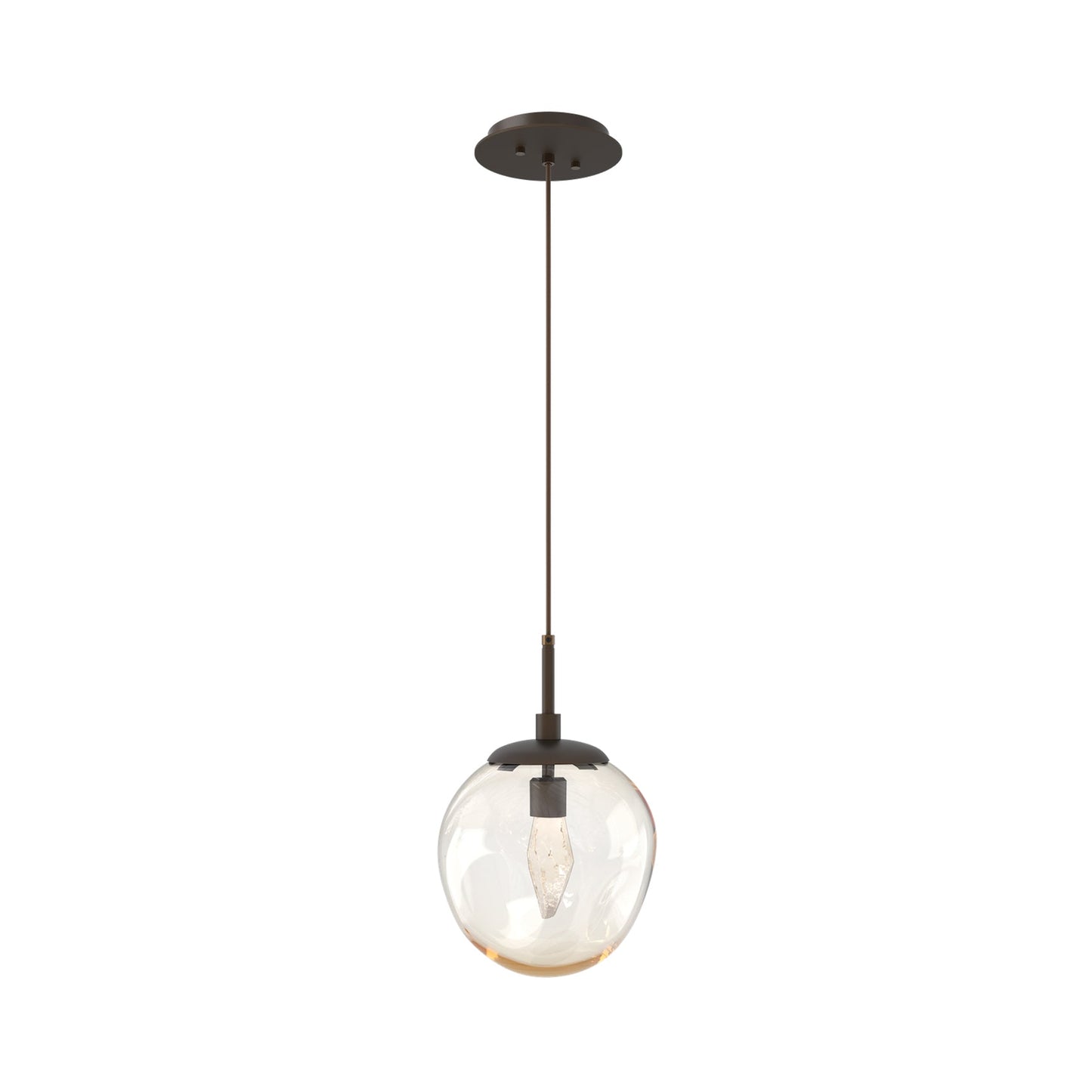 Aster LED Pendant Light in Flat Bronze/Amber/Geo Crystal.