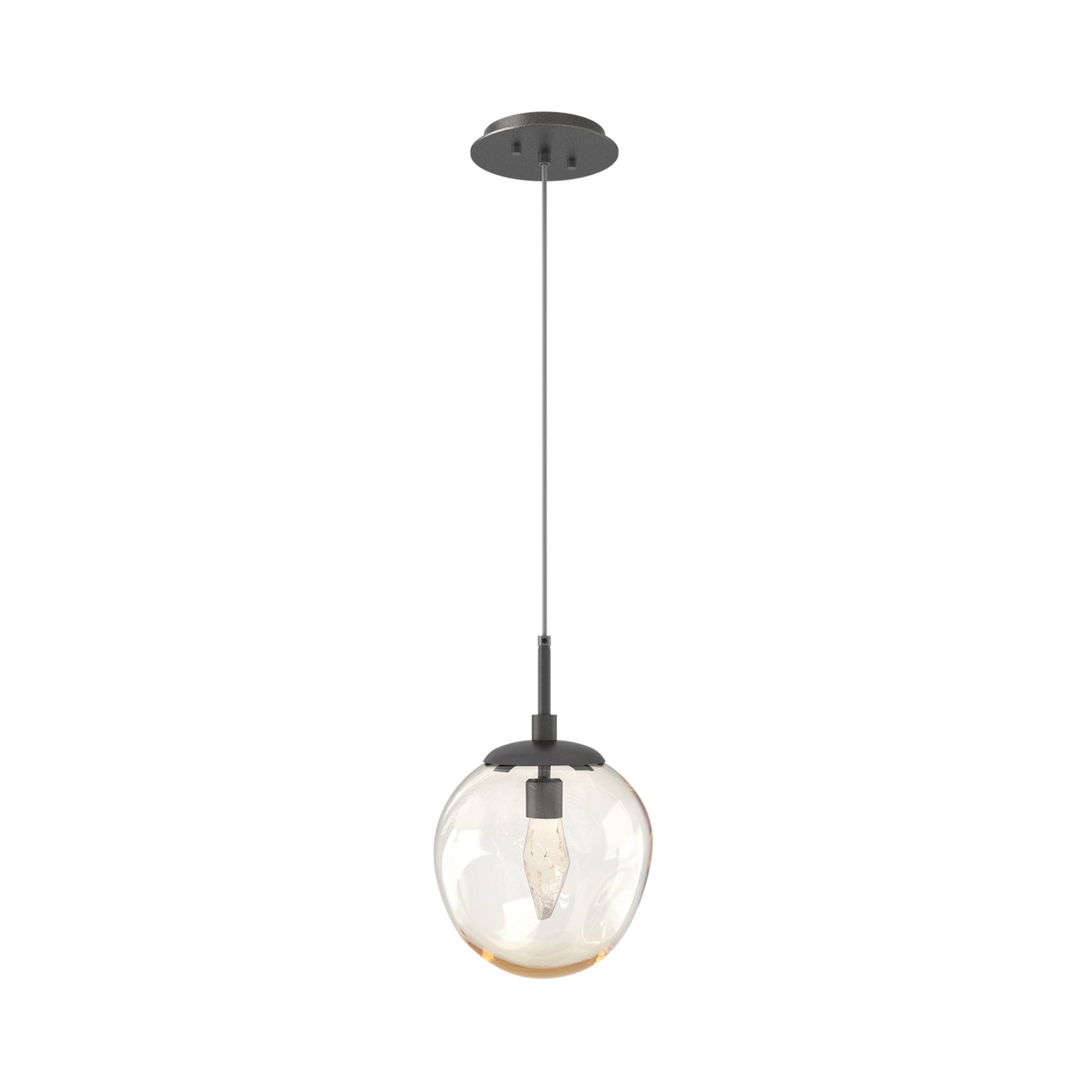 Aster LED Pendant Light in Graphite/Amber/Geo Crystal.