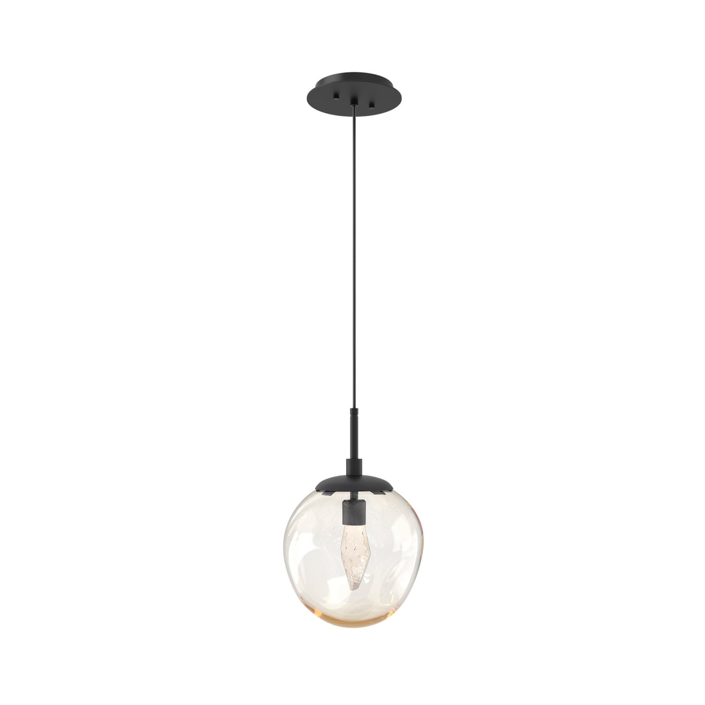 Aster LED Pendant Light in Matte Black/Amber/Geo Crystal.