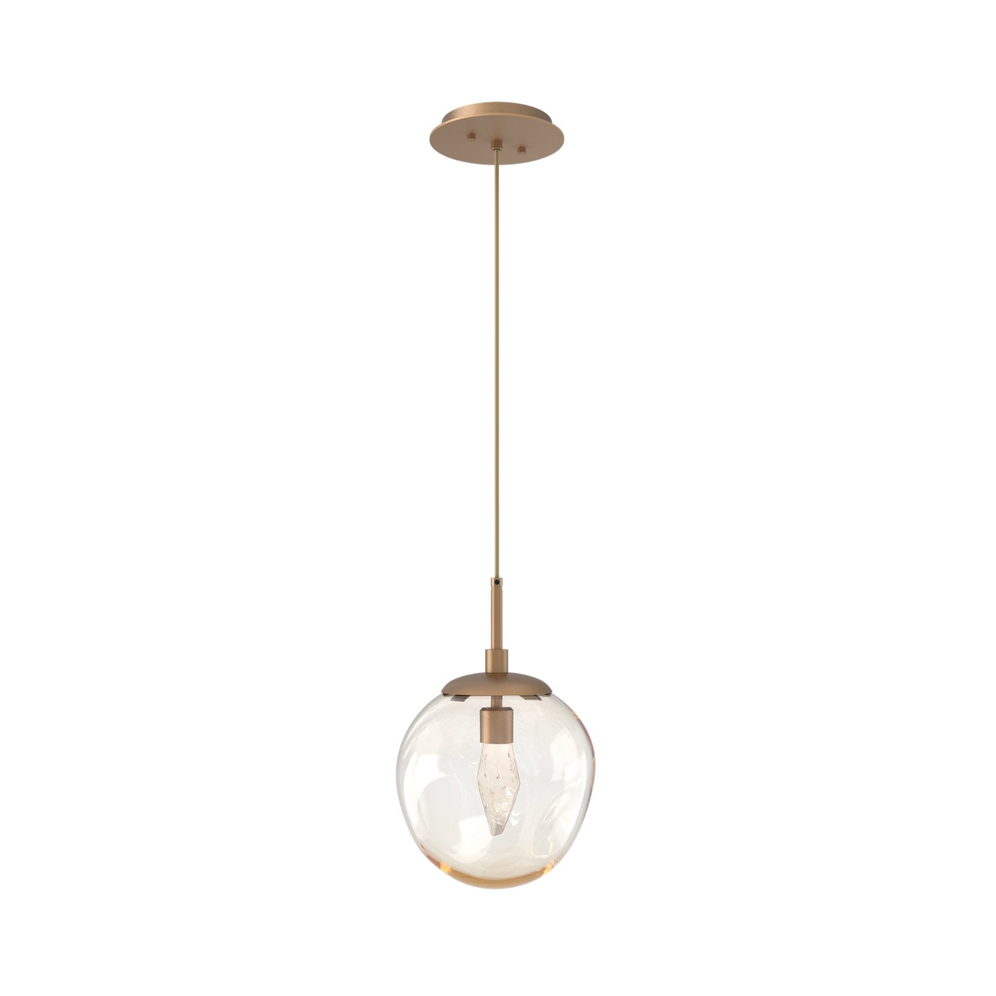 Aster LED Pendant Light in Novel Brass/Amber/Geo Crystal.