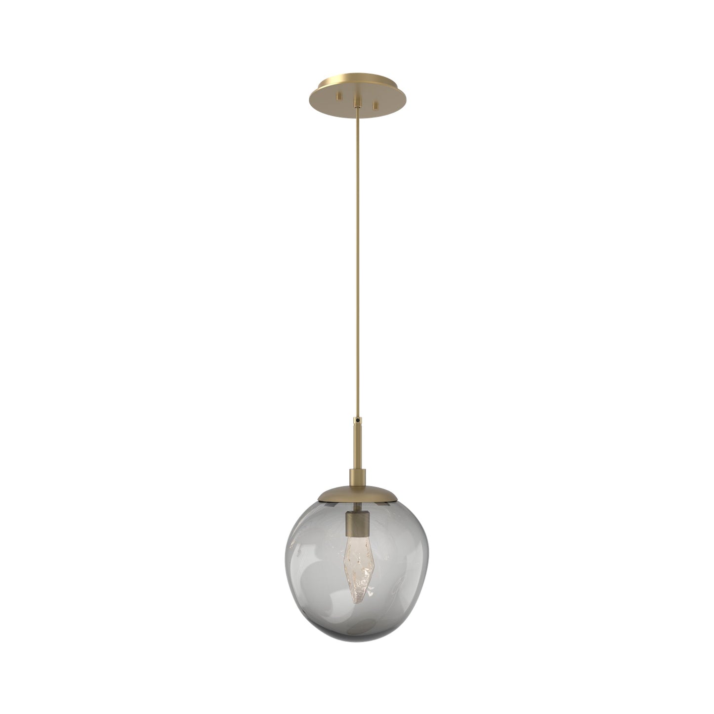 Aster LED Pendant Light in Gilded Brass/Smoke/Geo Crystal.