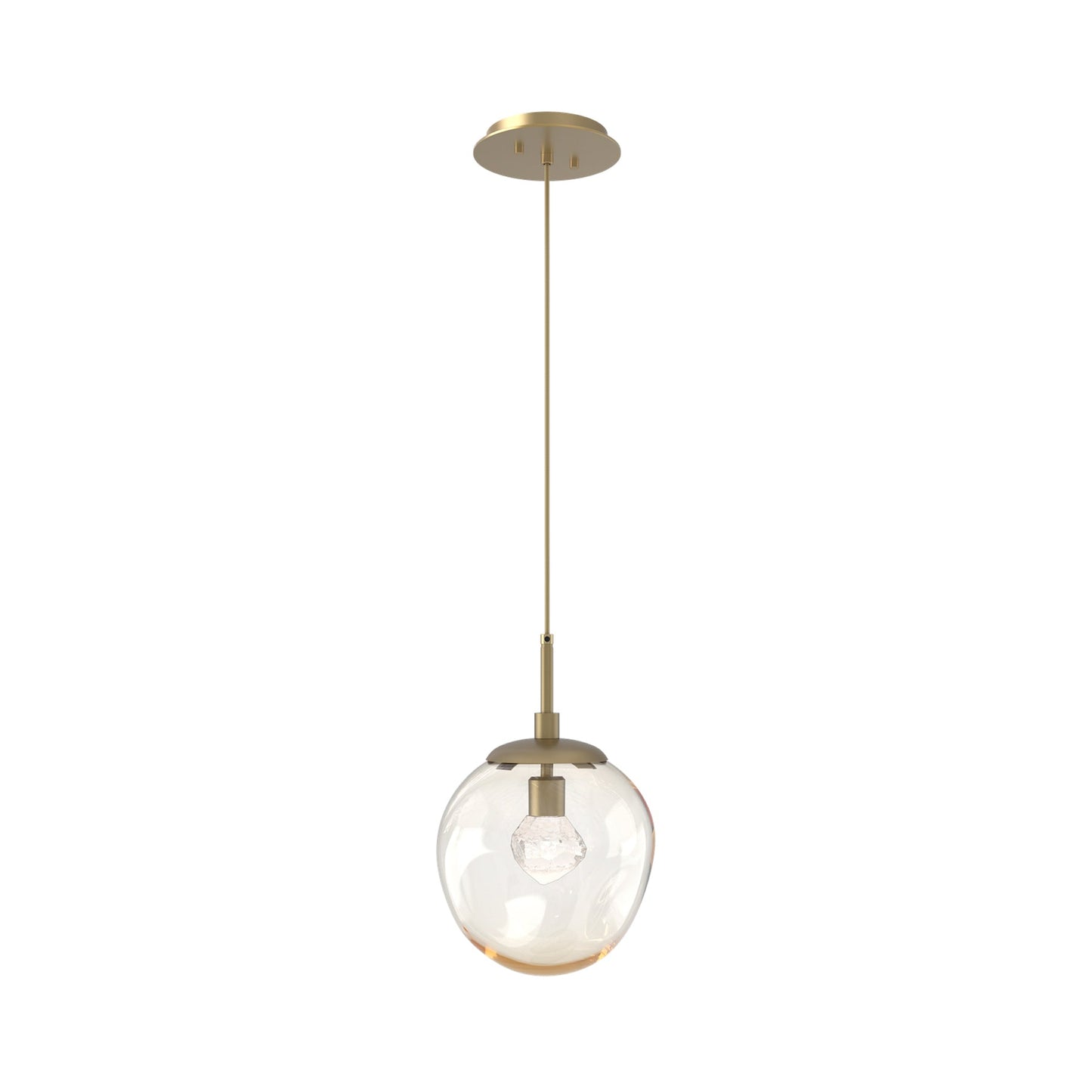 Aster LED Pendant Light in Gilded Brass/Amber/Zircon Crystal.