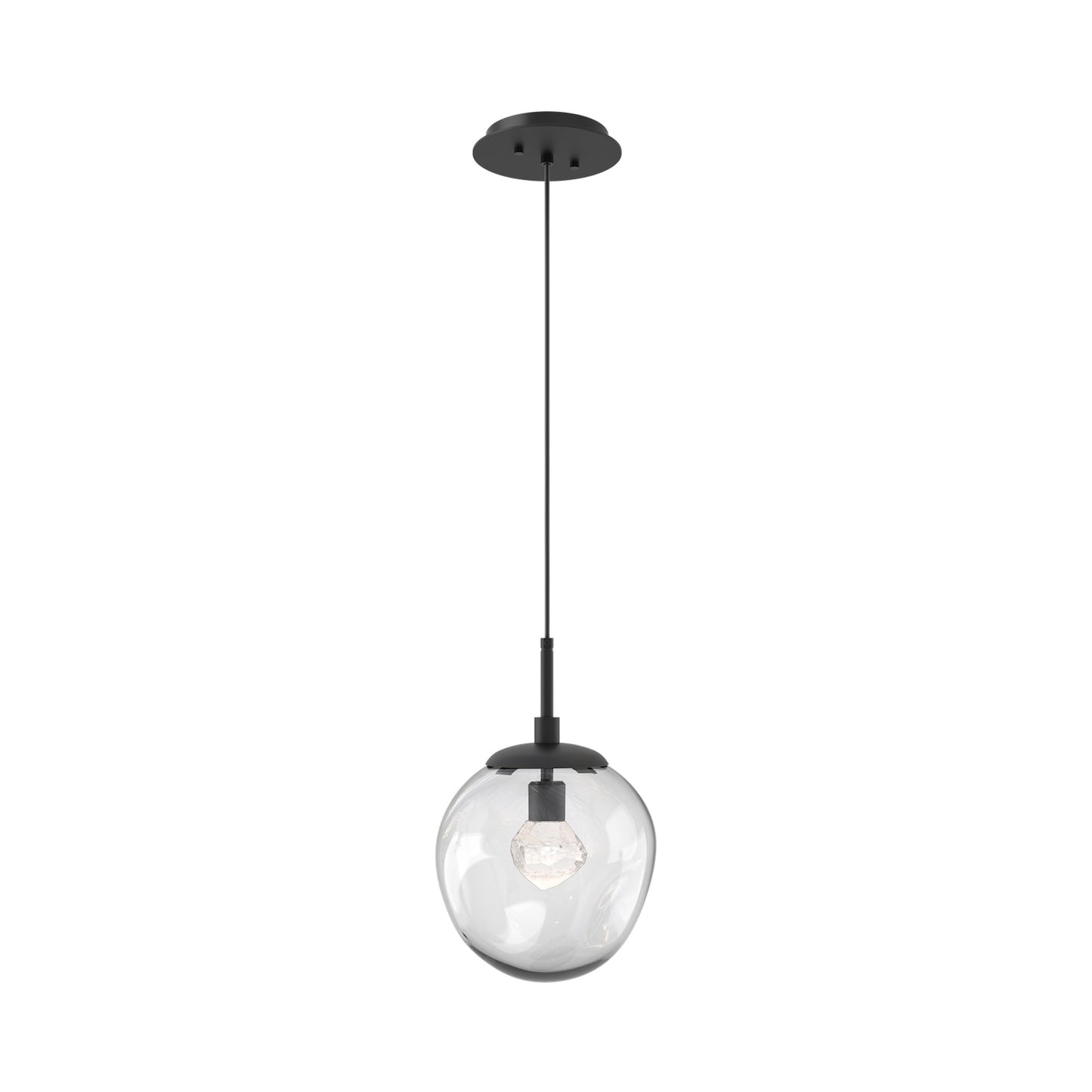 Aster LED Pendant Light in Matte Black/Clear/Zircon Crystal.