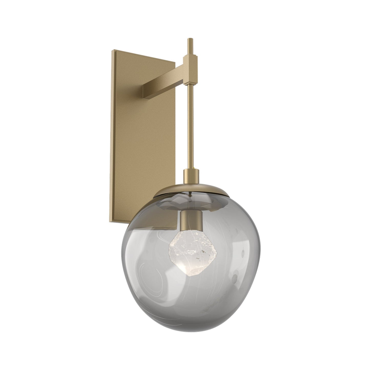 Aster Tempo LED Wall Light in Gilded Brass/Smoke (Zircon Crystal).