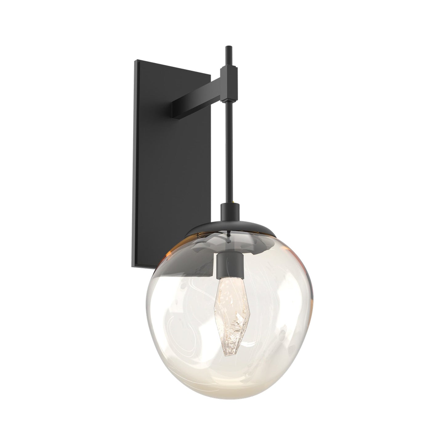 Aster Tempo LED Wall Light in Matte Black/Amber (Geo Crystal).