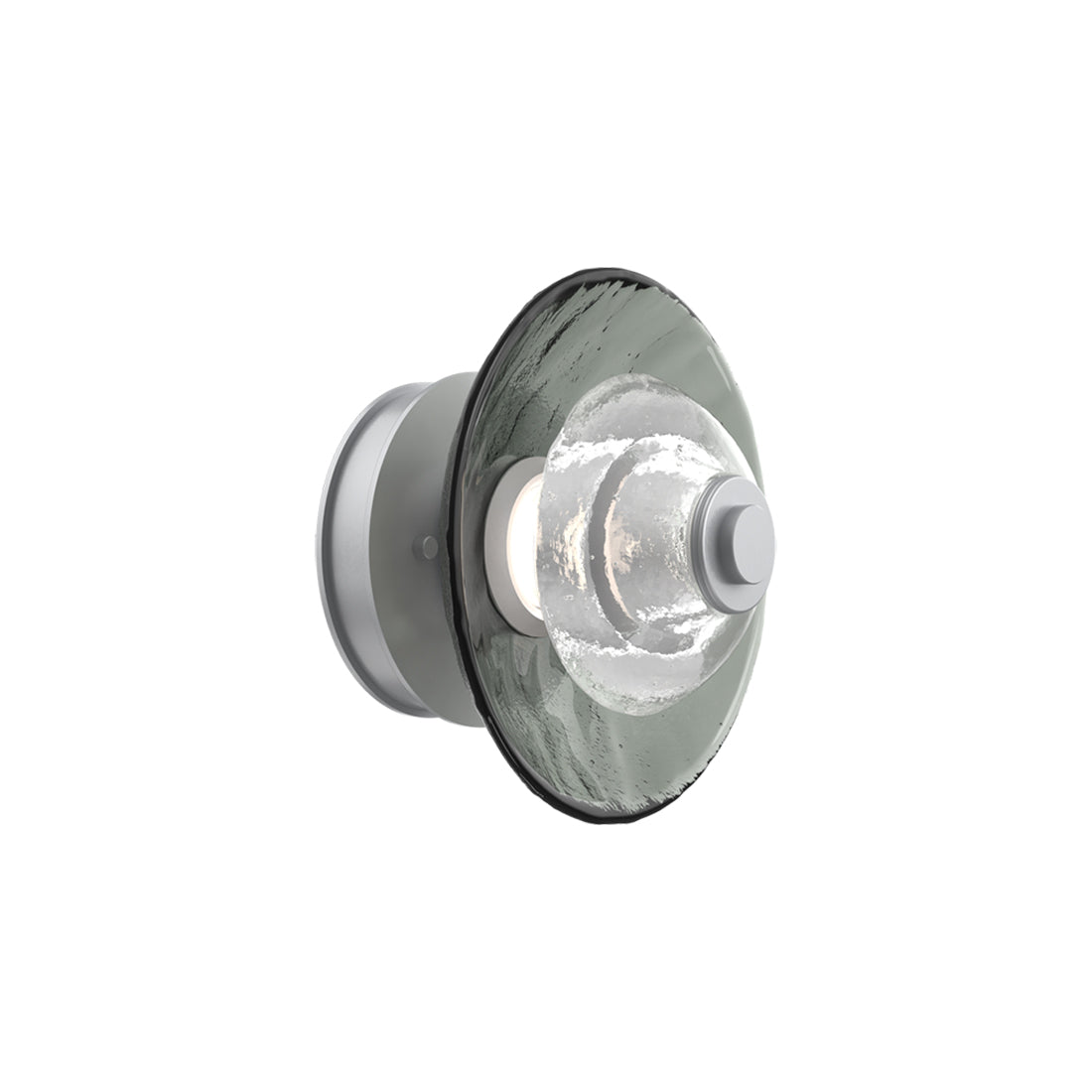 Atmosphere Cirrus LED Ceiling / Wall Light in Classic Silver/Smoke Blown Glass (9-Inch).
