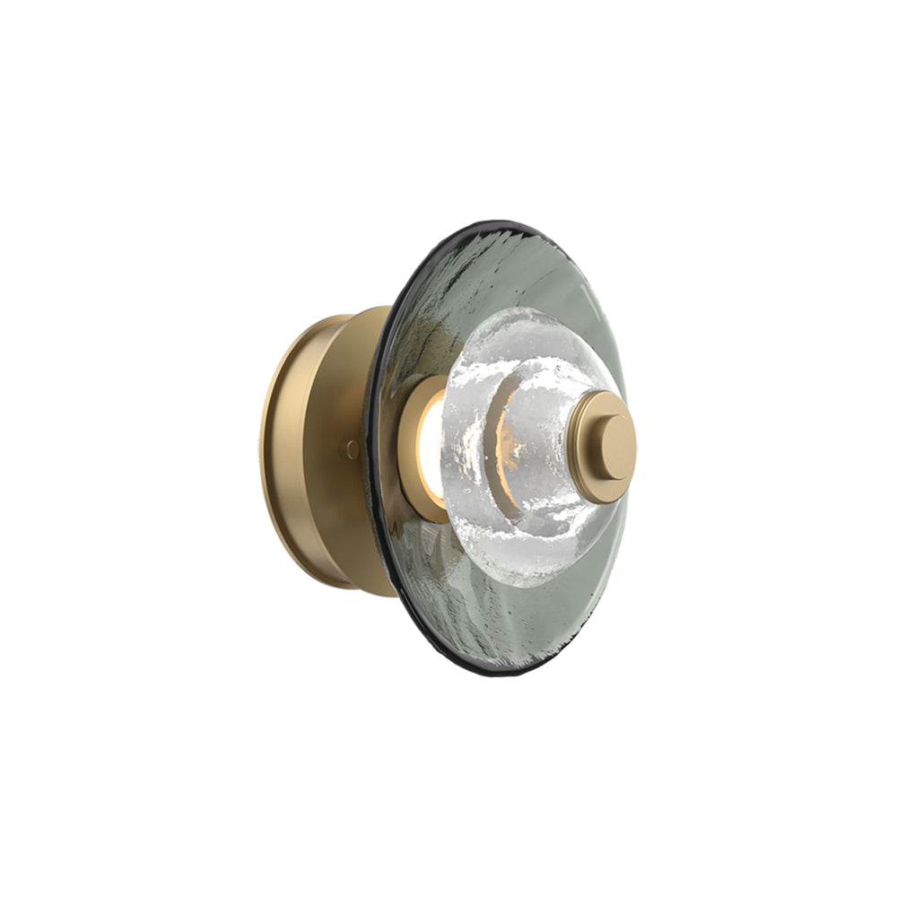 Atmosphere Cirrus LED Ceiling / Wall Light in Gilded Brass/Smoke Blown Glass (9-Inch).