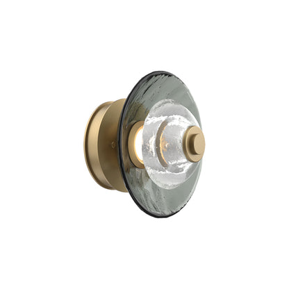 Atmosphere Cirrus LED Ceiling / Wall Light in Gilded Brass/Smoke Blown Glass (9-Inch).