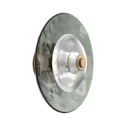 Atmosphere Cirrus LED Ceiling / Wall Light in Gilded Brass/Smoke Blown Glass (13.9-Inch).