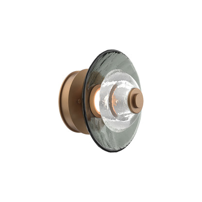 Atmosphere Cirrus LED Ceiling / Wall Light in Novel Brass/Smoke Blown Glass (9-Inch).