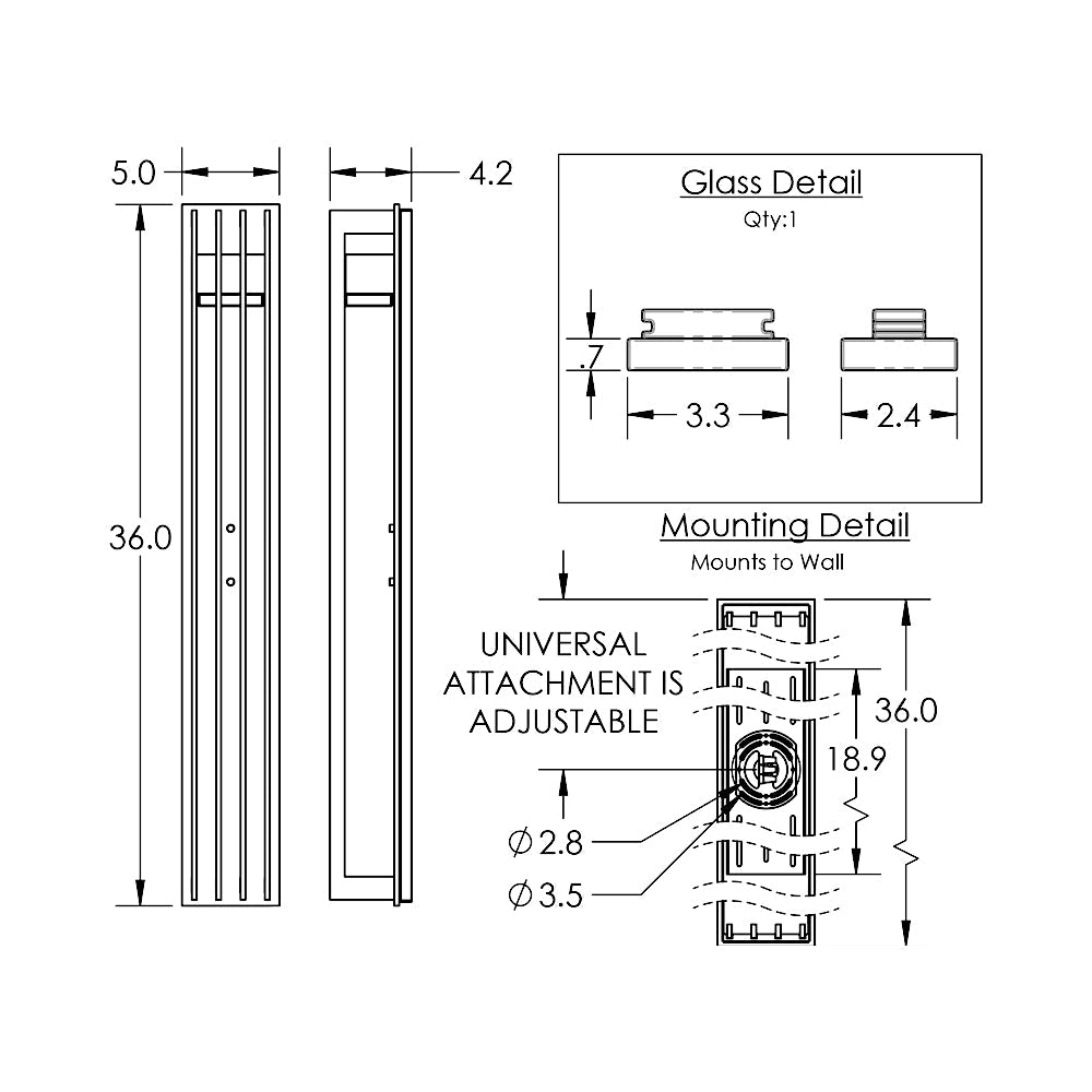 Avenue Outdoor LED Wall Light - line drawing.