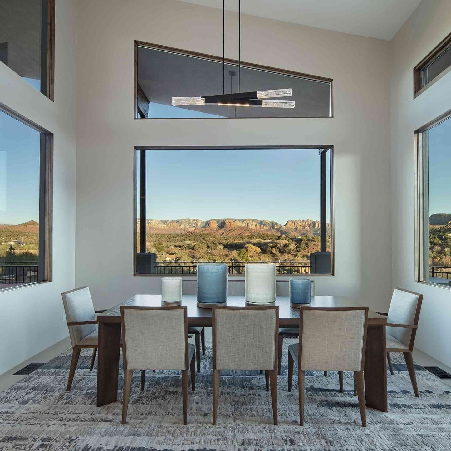 Axis LED Linear Pendant Light in dining room.