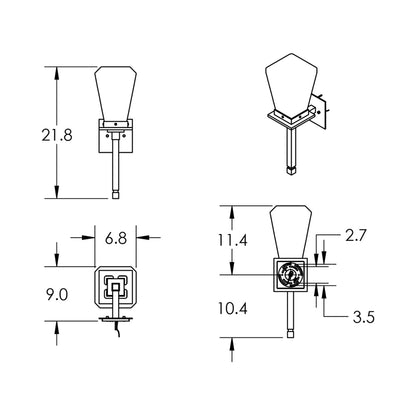Beacon Outdoor LED Wall Light - line drawing.