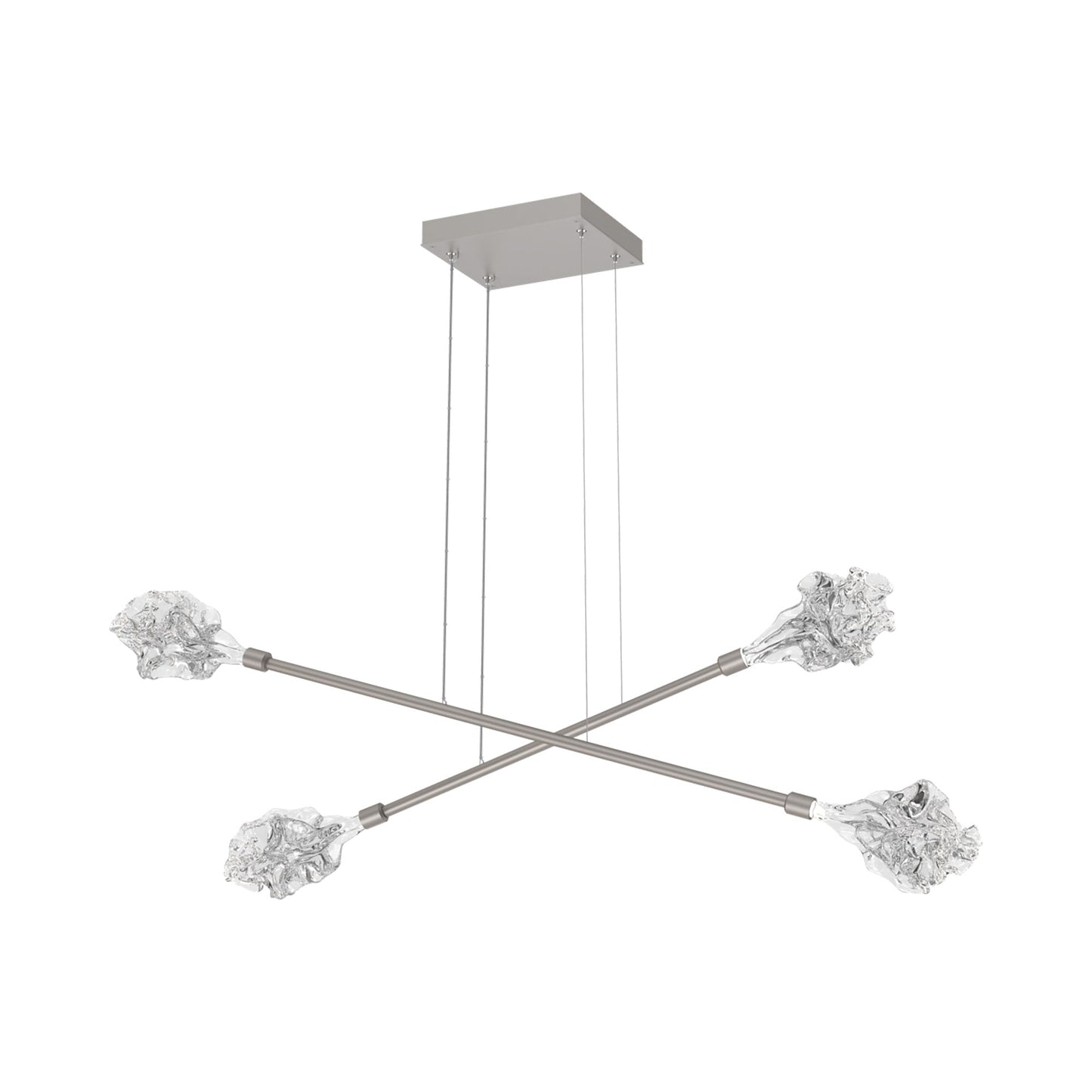 Blossom Double Moda Linear LED Chandelier in Beige Silver.