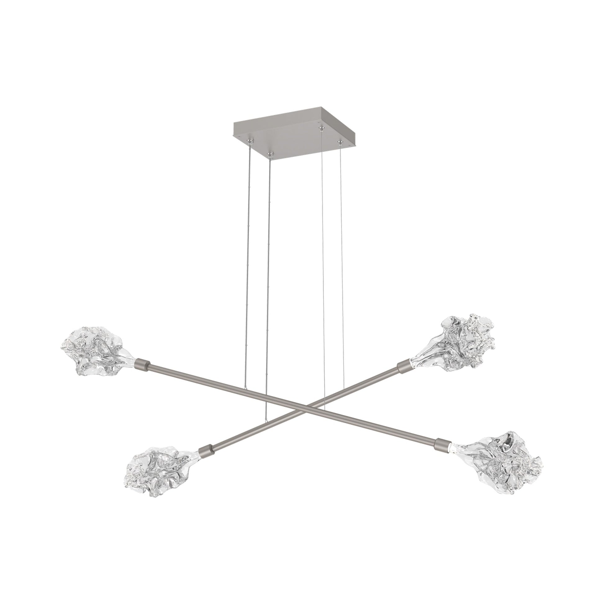 Blossom Double Moda Linear LED Chandelier in Beige Silver.