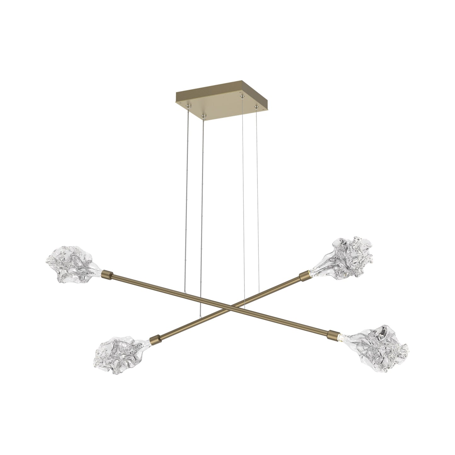 Blossom Double Moda Linear LED Chandelier in Gilded Brass.