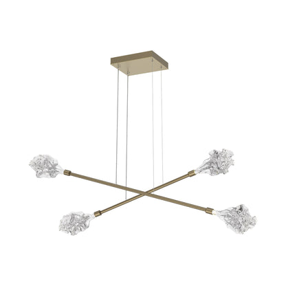 Blossom Double Moda Linear LED Chandelier in Gilded Brass.