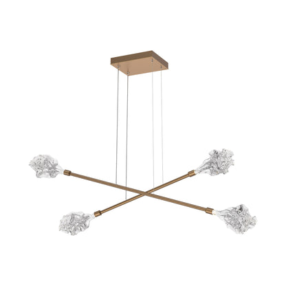 Blossom Double Moda Linear LED Chandelier in Novel Brass.