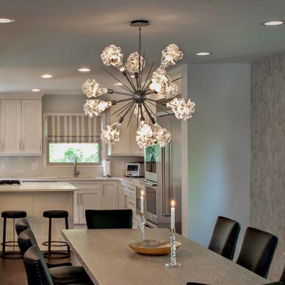 Blossom Starburst LED Chandelier in dining room.