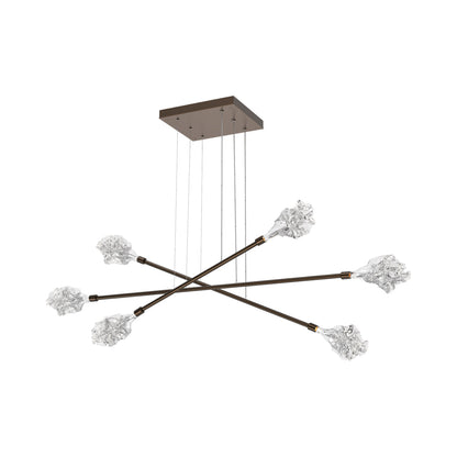 Blossom Triple Moda Linear LED Chandelier in Flat Bronze.
