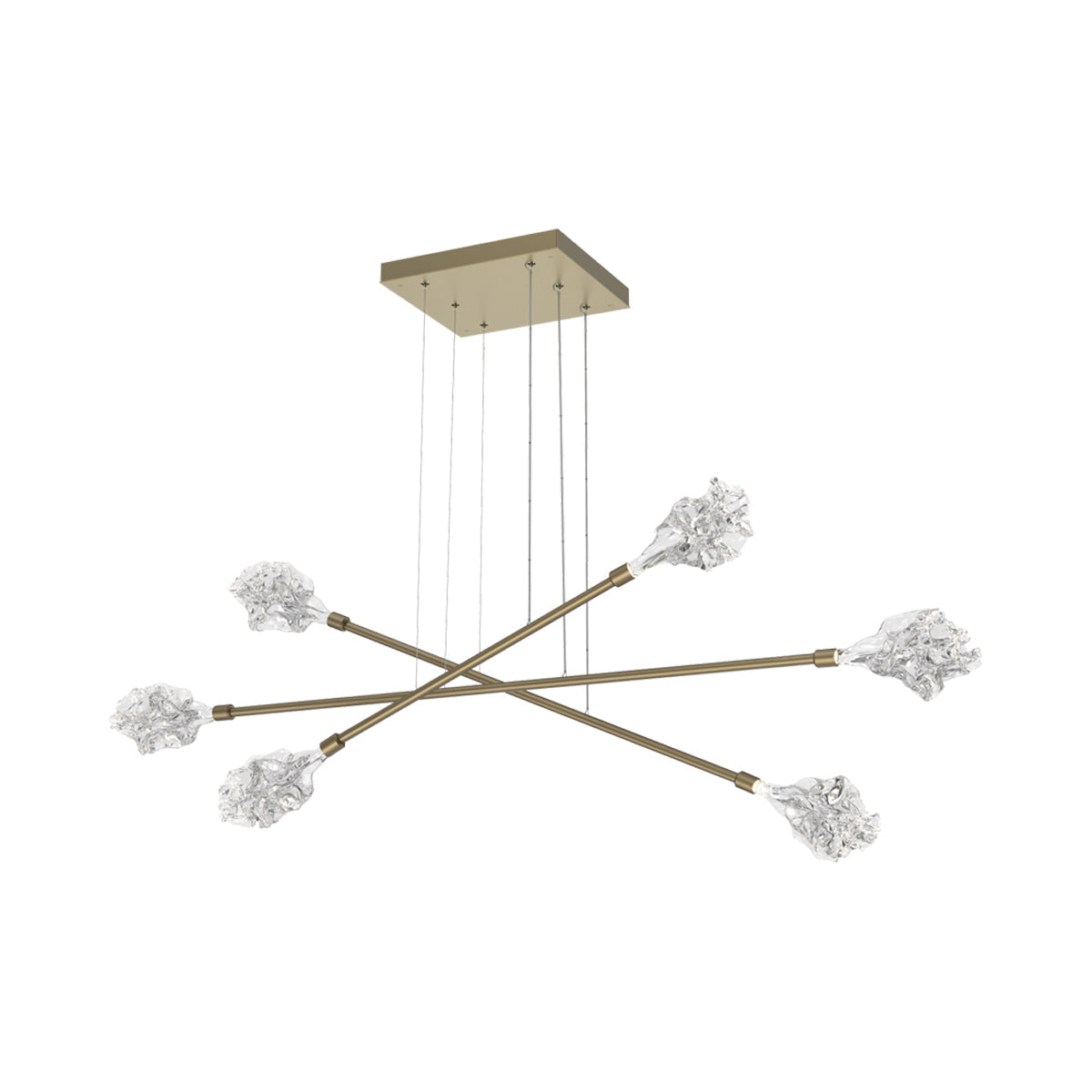 Blossom Triple Moda Linear LED Chandelier in Gilded Brass.