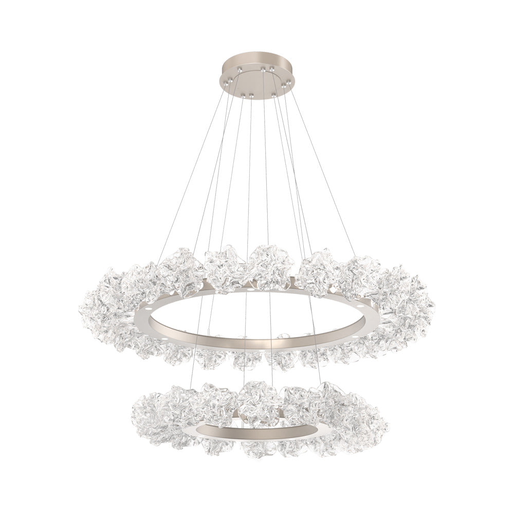Blossom Two-Tier Ring LED Chandelier in Beige Silver.