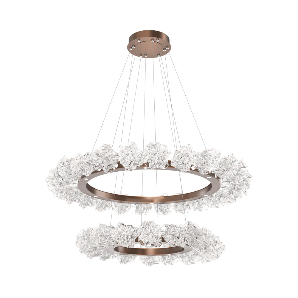 Blossom Two-Tier Ring LED Chandelier in Burnished Bronze.