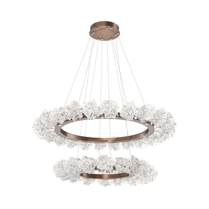 Blossom Two-Tier Ring LED Chandelier in Burnished Bronze.