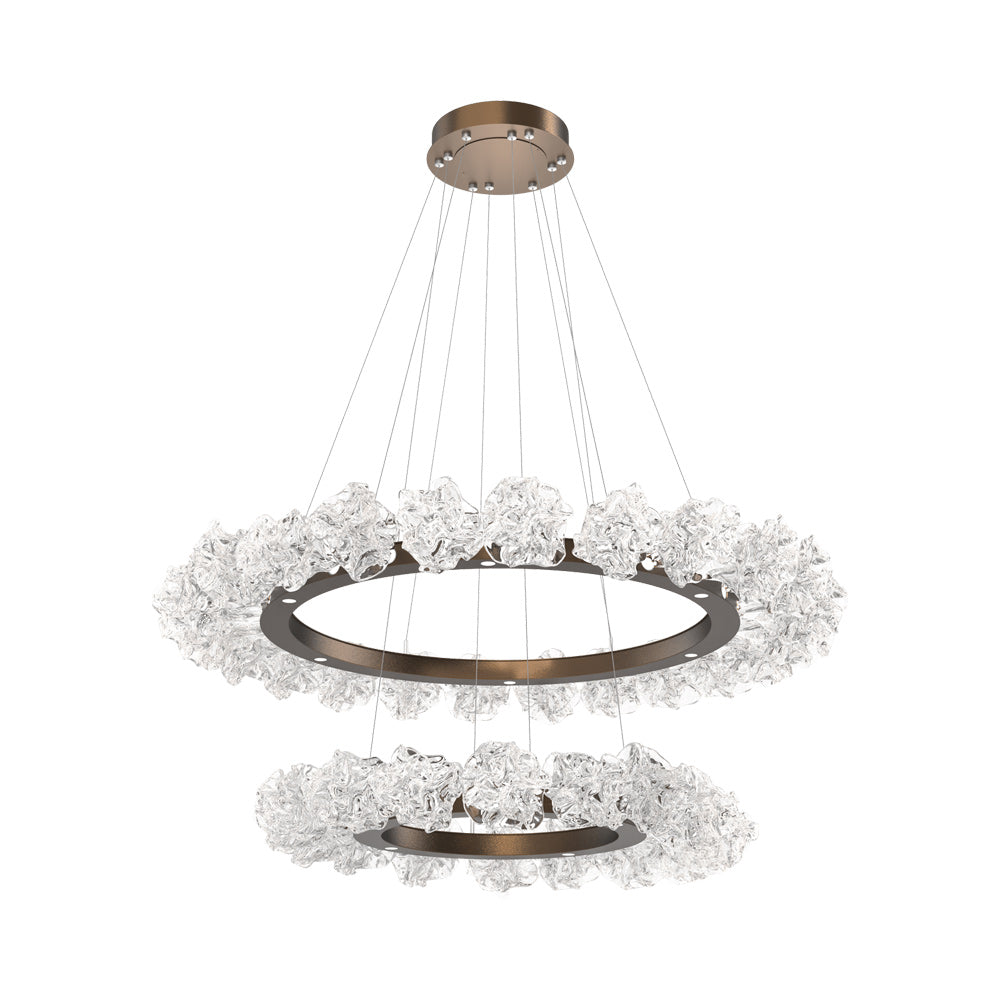 Blossom Two-Tier Ring LED Chandelier in Flat Bronze.