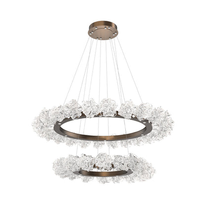 Blossom Two-Tier Ring LED Chandelier in Flat Bronze.