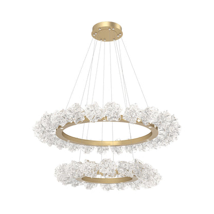 Blossom Two-Tier Ring LED Chandelier in Gilded Brass.