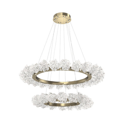 Blossom Two-Tier Ring LED Chandelier in Heritage Brass.