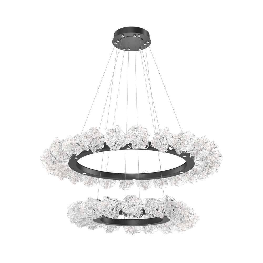 Blossom Two-Tier Ring LED Chandelier in Matte Black.