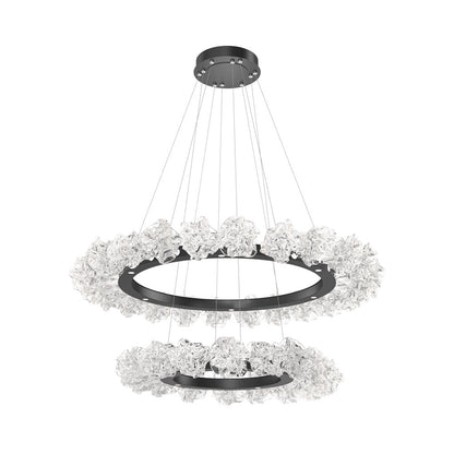 Blossom Two-Tier Ring LED Chandelier in Matte Black.
