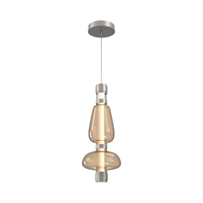 Bolla Mandrel LED Pendant Light in Beige Silver/Bronze Blown Glass.