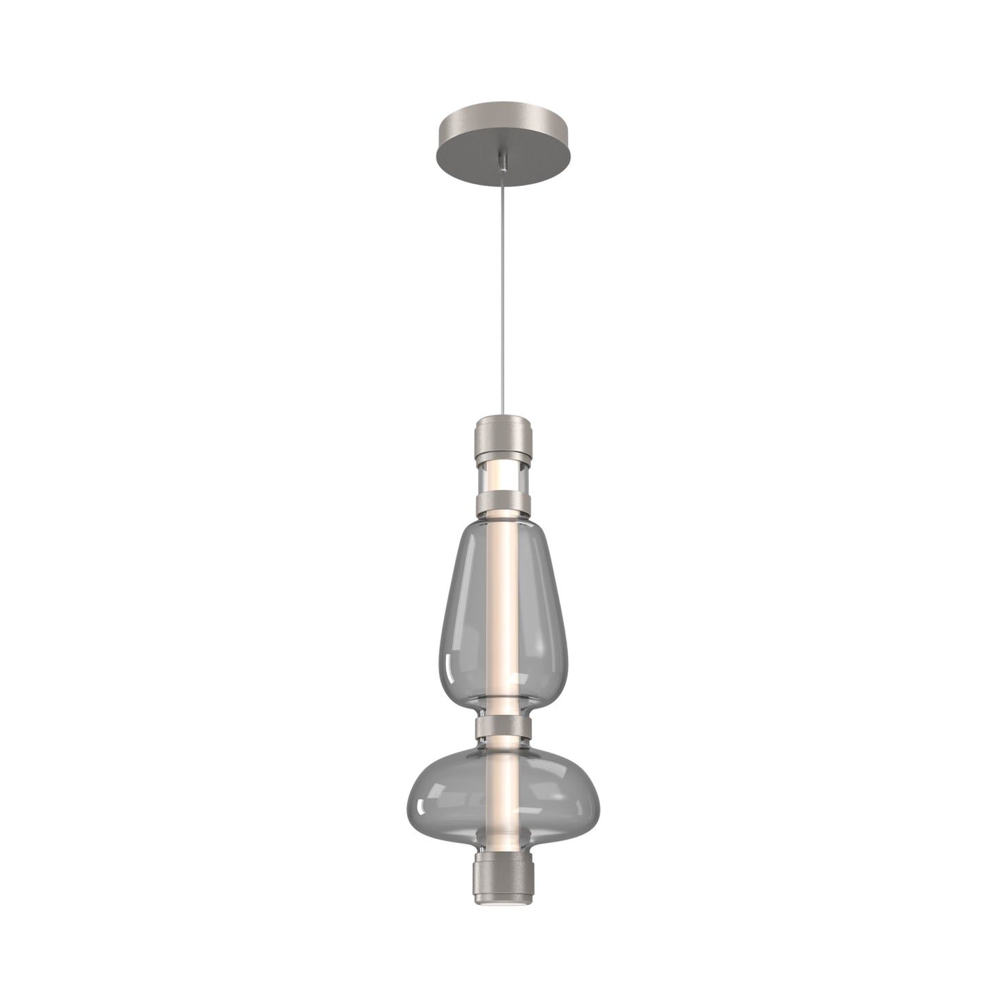 Bolla Mandrel LED Pendant Light in Beige Silver/Smoke Blown Glass.