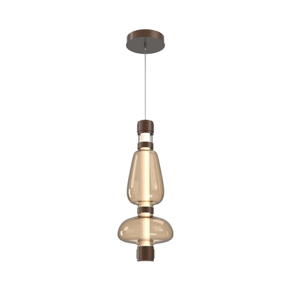 Bolla Mandrel LED Pendant Light in Burnished Bronze/Bronze Blown Glass.