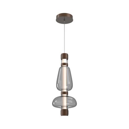 Bolla Mandrel LED Pendant Light in Burnished Bronze/Smoke Blown Glass.