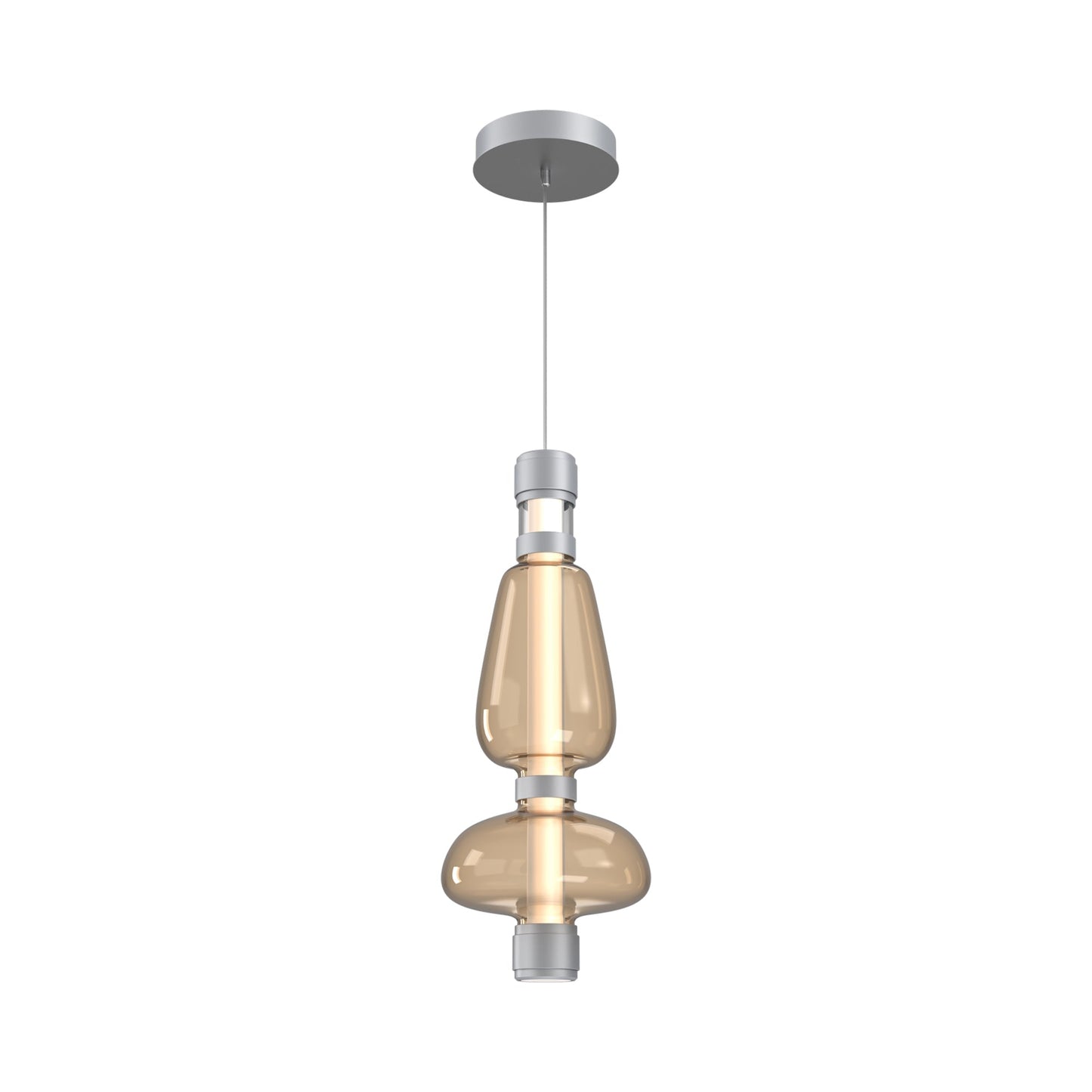 Bolla Mandrel LED Pendant Light in Classic Silver/Bronze Blown Glass.