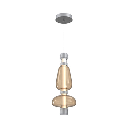 Bolla Mandrel LED Pendant Light in Classic Silver/Bronze Blown Glass.