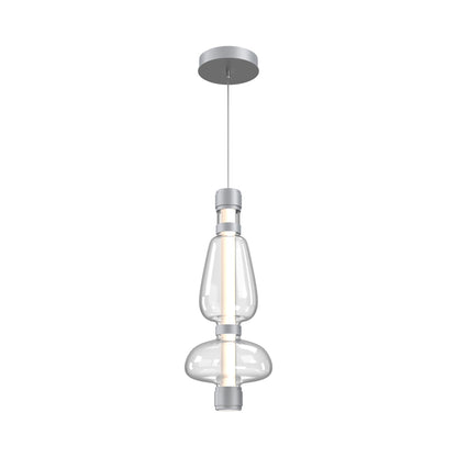 Bolla Mandrel LED Pendant Light in Classic Silver/Clear Blown Glass.