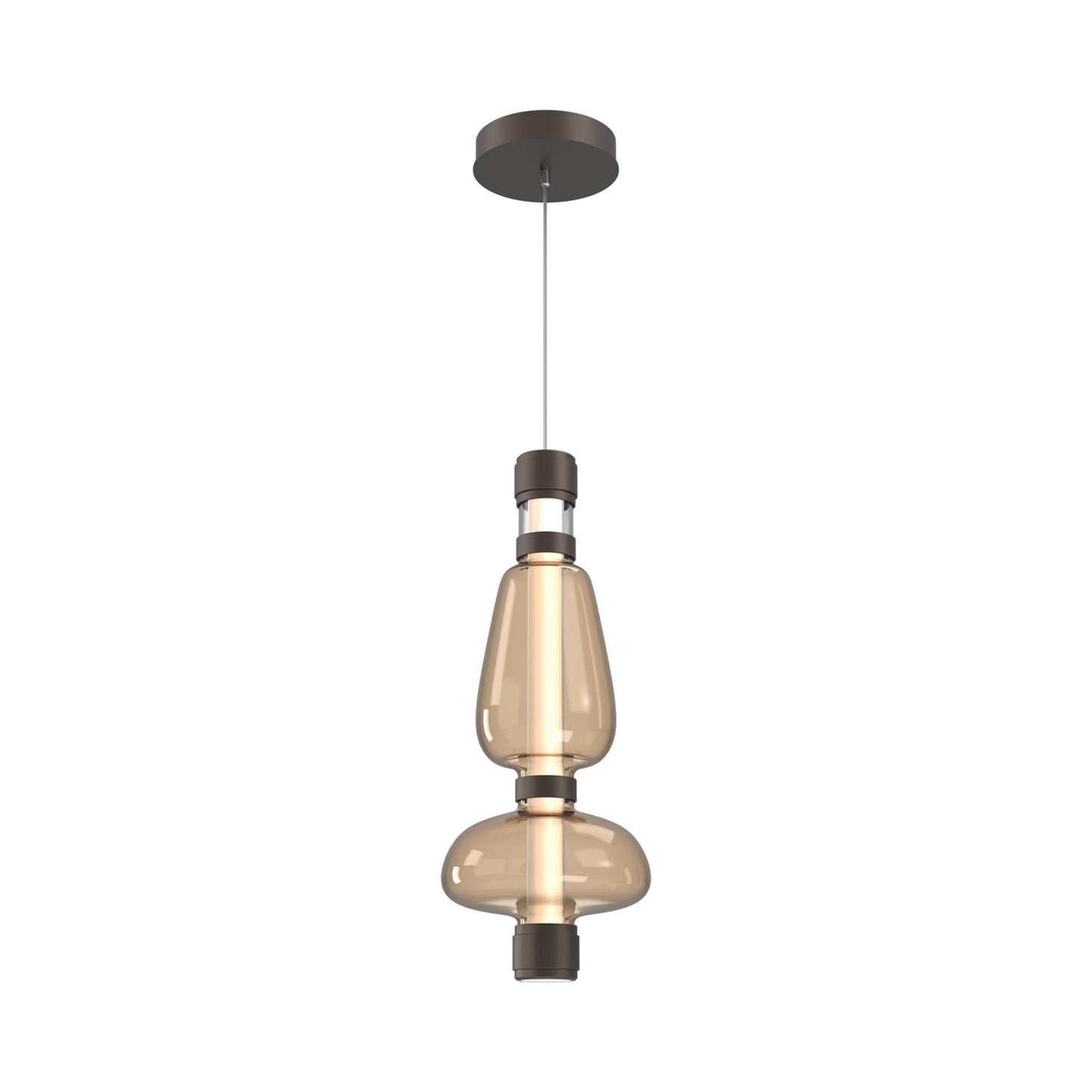 Bolla Mandrel LED Pendant Light in Flat Bronze/Bronze Blown Glass.