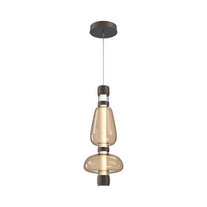 Bolla Mandrel LED Pendant Light in Flat Bronze/Bronze Blown Glass.
