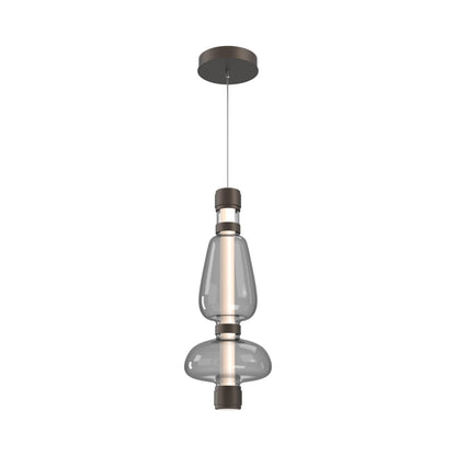 Bolla Mandrel LED Pendant Light in Flat Bronze/Smoke Blown Glass.