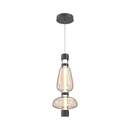 Bolla Mandrel LED Pendant Light in Graphite/Amber Blown Glass.