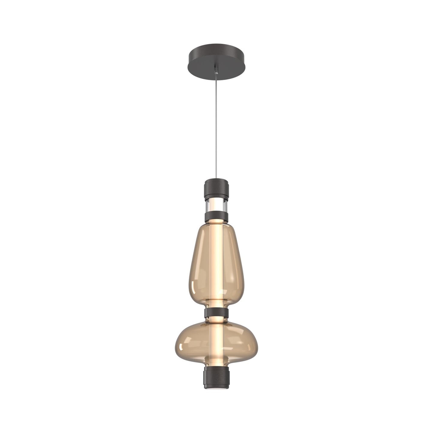 Bolla Mandrel LED Pendant Light in Graphite/Bronze Blown Glass.