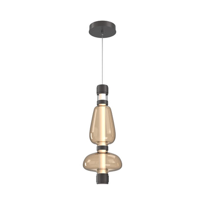 Bolla Mandrel LED Pendant Light in Graphite/Bronze Blown Glass.