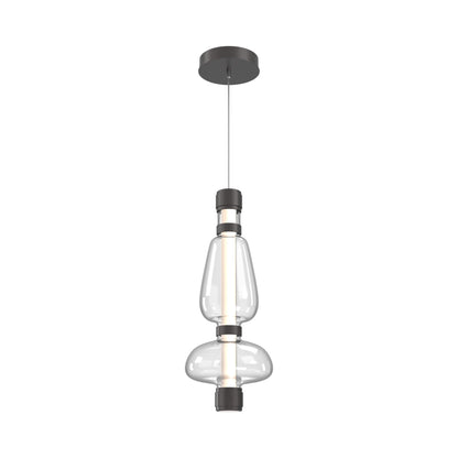 Bolla Mandrel LED Pendant Light in Graphite/Clear Blown Glass.